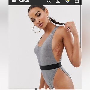 ASOS South Beach Glitter High Leg Swimsuit SZ 4